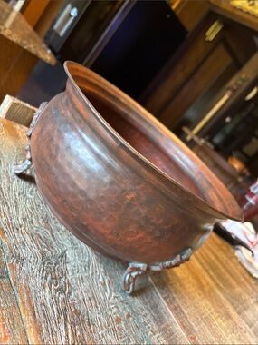 Hammered Copper-Finish Footed Serving Bowl - Home Dining Accent